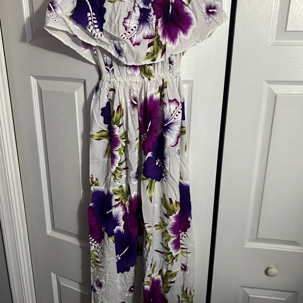 Floral Maxi Dress with Purple and Green Accents